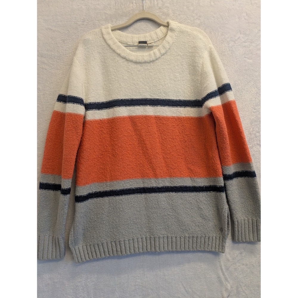 Roxy Women's‎ Sweater Pullover Colorblock Knit Orange Gray Blue Cream Size M